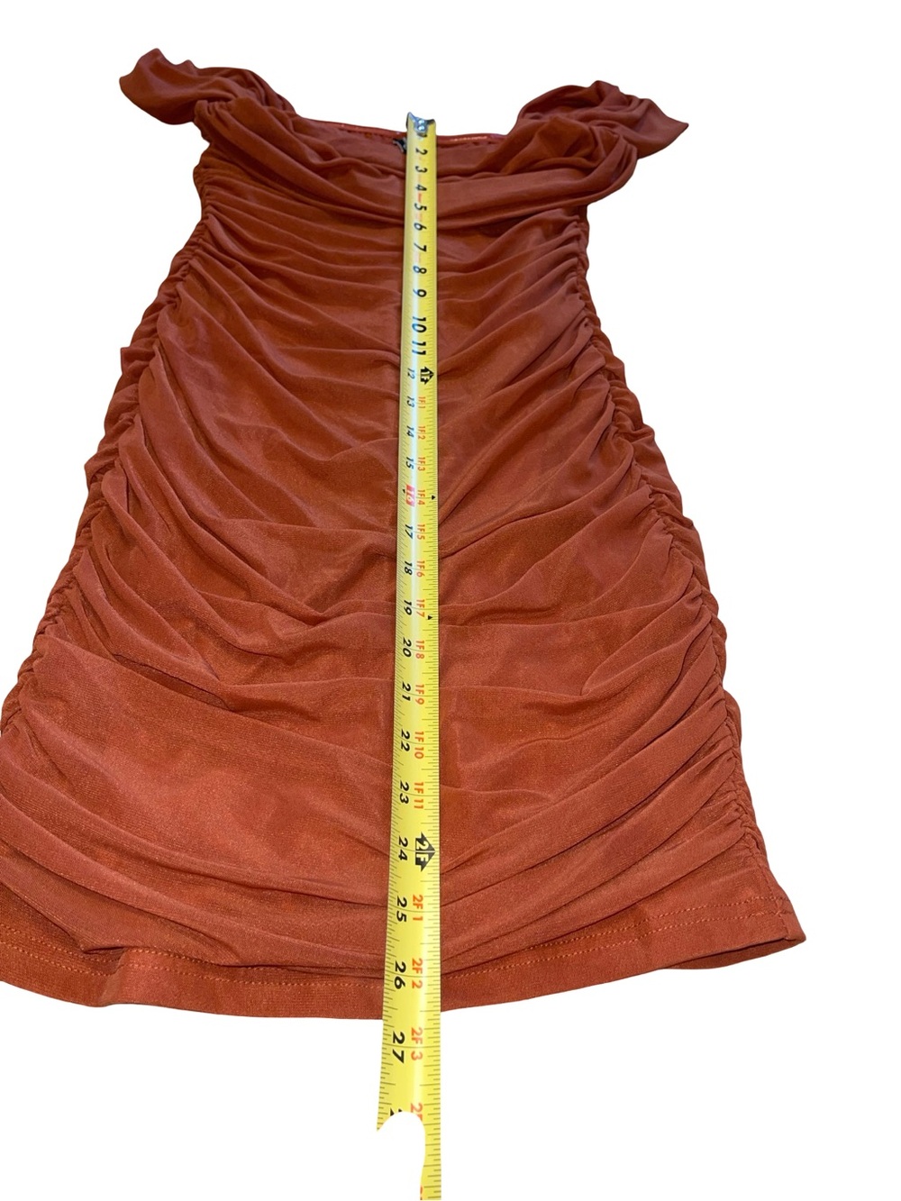 Prettygarden Rust Ruched Off-the-Shoulder Bodycon Mini Dress | Women’s size S - Picture 5 of 6